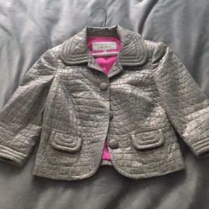 Trina Turk silver quarter sleeve jacket